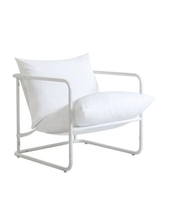 Outdoor Armchair Patio Chair Stainless Steel in White