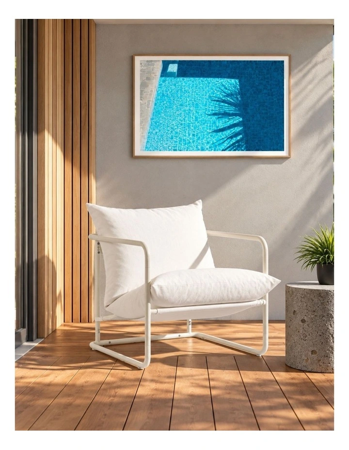 Outdoor Armchair Patio Chair Stainless Steel in White image 2