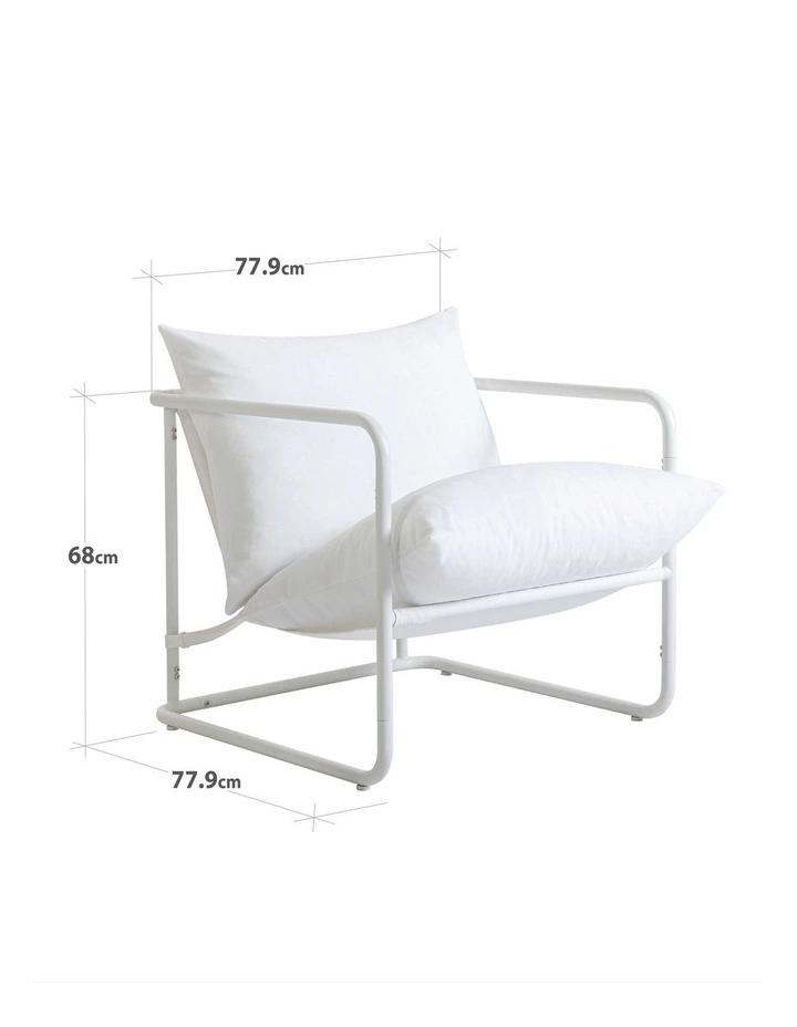 Outdoor Armchair Patio Chair Stainless Steel in White image 6
