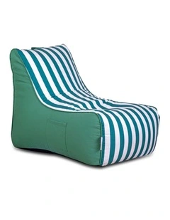 Fab Habitat Aura Garden Outdoor Lounger Bean Bag with Handle & Pocket in Green & White