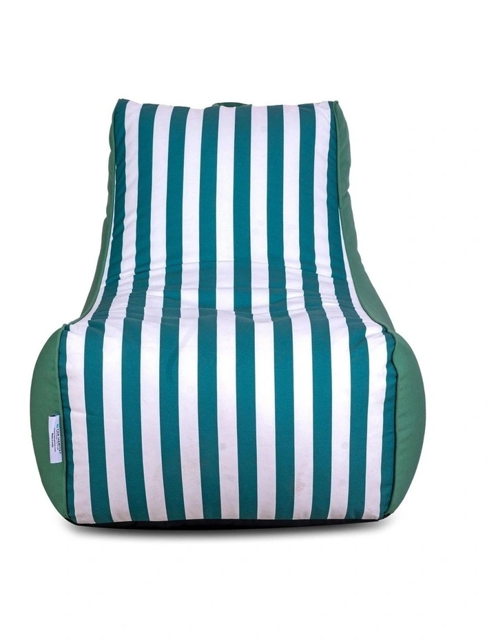 Fab Habitat Aura Garden Outdoor Lounger Bean Bag with Handle & Pocket in Green & White image 2