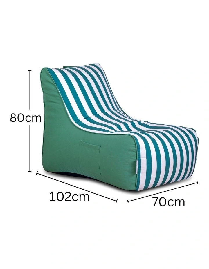 Fab Habitat Aura Garden Outdoor Lounger Bean Bag with Handle & Pocket in Green & White image 6