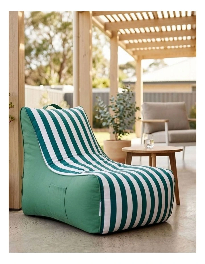 Fab Habitat Aura Garden Outdoor Lounger Bean Bag with Handle & Pocket in Green & White image 7