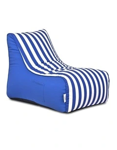 Fab Habitat Aura Garden Outdoor Lounger Bean Bag with Handle & Pocket in Blue & White