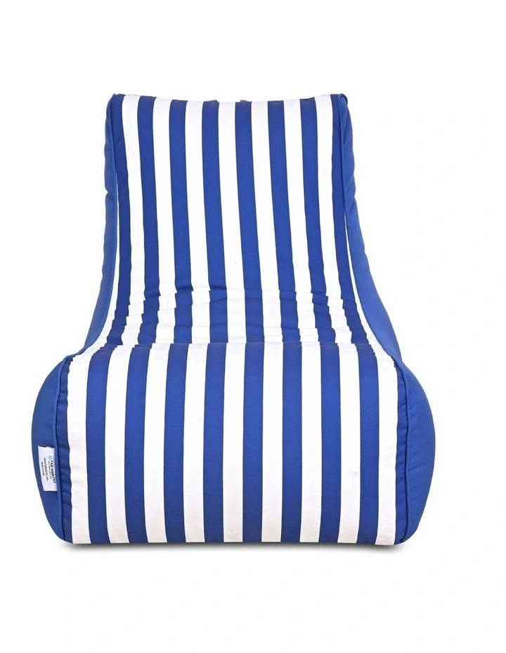 Fab Habitat Aura Garden Outdoor Lounger Bean Bag with Handle & Pocket in Blue & White image 2