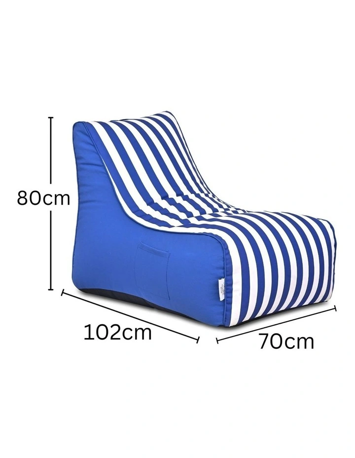 Fab Habitat Aura Garden Outdoor Lounger Bean Bag with Handle & Pocket in Blue & White image 6