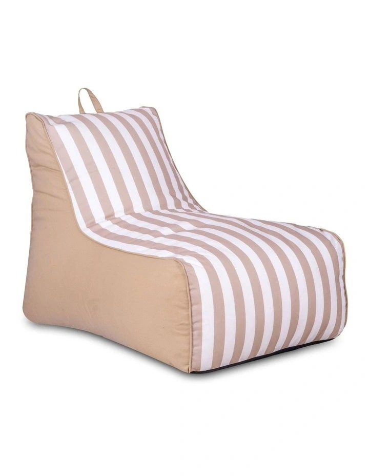 Fab Habitat Aura Garden Outdoor Lounger Bean Bag with Handle & Pocket in Beige & White image 1