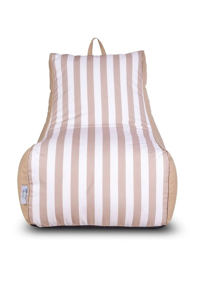 Fab Habitat Aura Garden Outdoor Lounger Bean Bag with Handle & Pocket in Beige & White image 2