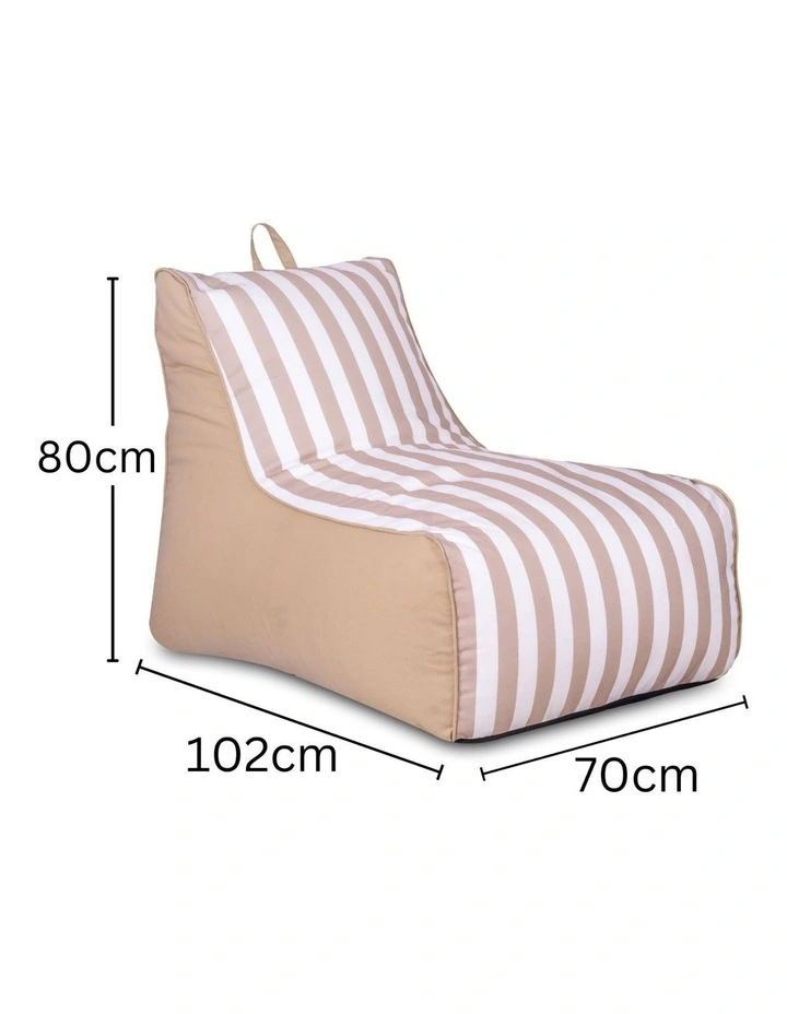 Fab Habitat Aura Garden Outdoor Lounger Bean Bag with Handle & Pocket in Beige & White image 6