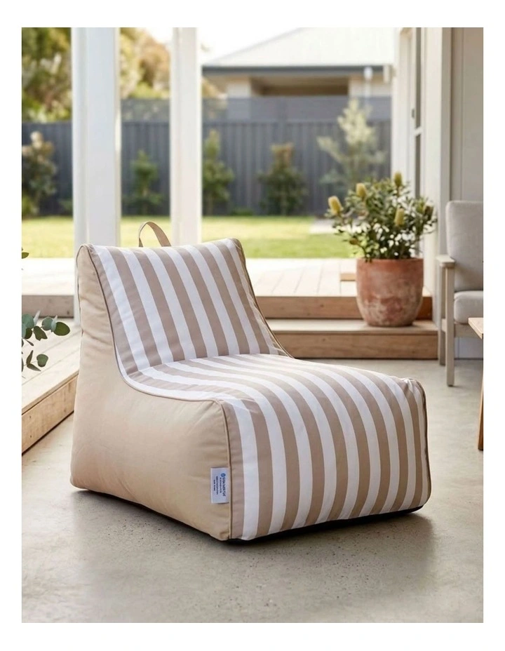 Fab Habitat Aura Garden Outdoor Lounger Bean Bag with Handle & Pocket in Beige & White image 7