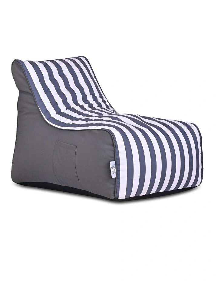 Fab Habitat Aura Garden Outdoor Lounger Bean Bag with Handle & Pocket in Navy & White image 1