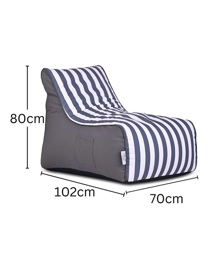 Fab Habitat Aura Garden Outdoor Lounger Bean Bag with Handle & Pocket in Navy & White image 6