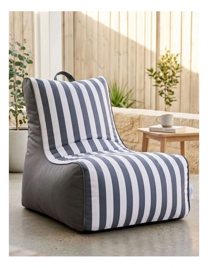 Fab Habitat Aura Garden Outdoor Lounger Bean Bag with Handle & Pocket in Navy & White image 7