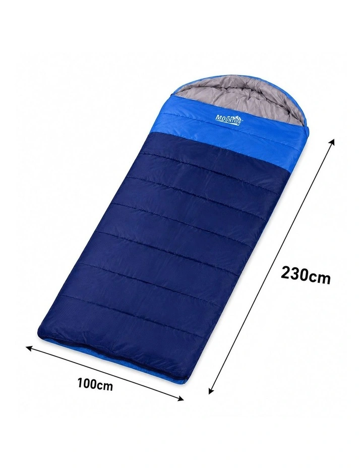 Mountview Sleeping Bag Extra Wide 230x100cm 3 Season Waterproof Hiking Blue image 2