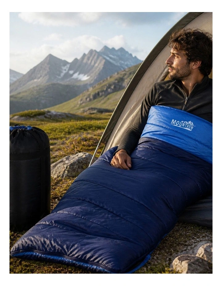 Mountview Sleeping Bag Extra Wide 230x100cm 3 Season Waterproof Hiking Blue image 6