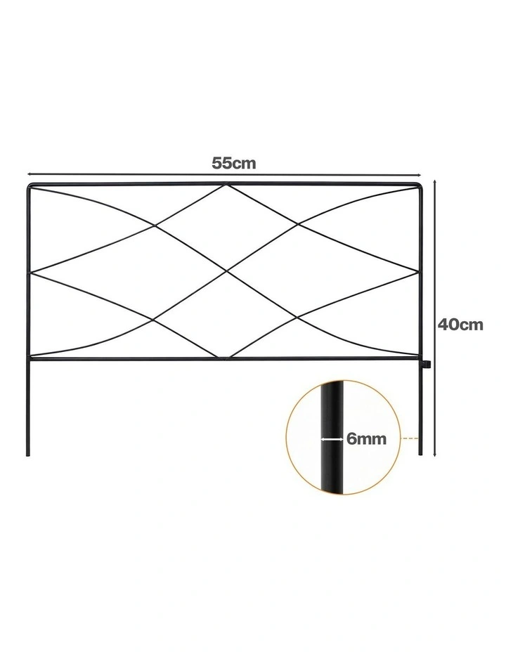 Lambu Garden Fence Panel 5 Pc Q195 Steel Rust Proof Border for Flower Beds Black image 2