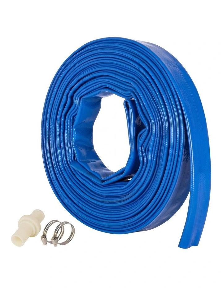 Traderight Hose Pipe 2.54cm Reinforced PVC 20m for Home Pool Drainage Pump Blue image 1