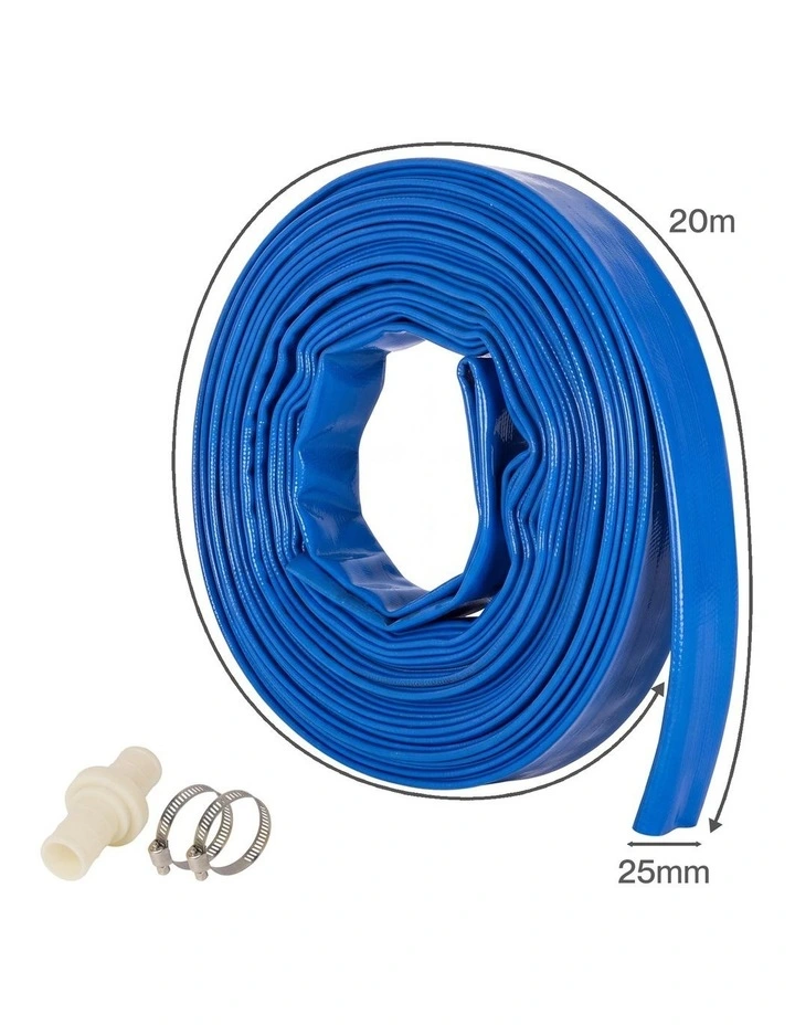 Traderight Hose Pipe 2.54cm Reinforced PVC 20m for Home Pool Drainage Pump Blue image 2
