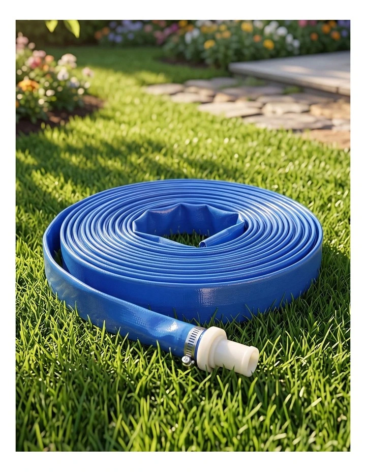 Traderight Hose Pipe 2.54cm Reinforced PVC 20m for Home Pool Drainage Pump Blue image 6