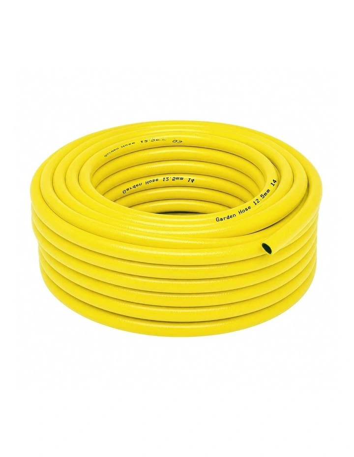 Traderight Hose Pipe 50M 12.5Mm Reinforced PVC for Outdoor Garden Wash Yellow image 1