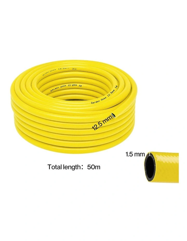 Traderight Hose Pipe 50M 12.5Mm Reinforced PVC for Outdoor Garden Wash Yellow image 2