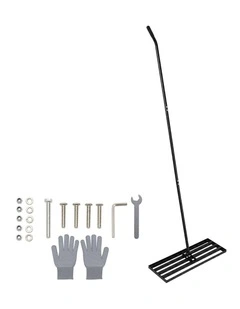 Lambu Lawn Levelling Rake Heavy Duty 75x25cm Steel Head Adjustable Handle Black