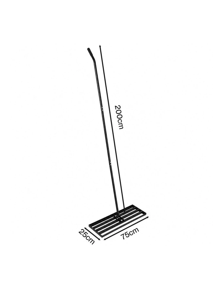 Lambu Lawn Levelling Rake Heavy Duty 75x25cm Steel Head Adjustable Handle Black image 2