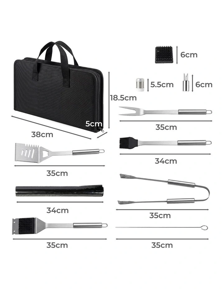 Moyasu BBQ Tool Set 20Pc Stainless Steel Grill Kit Case Camping Cooking image 2
