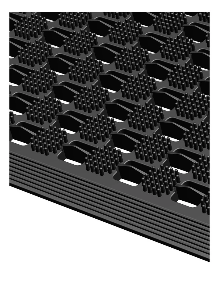 Marlow Front Door Mat 90x60cm TPE Raised Wave Drainage for Entrance Black image 5