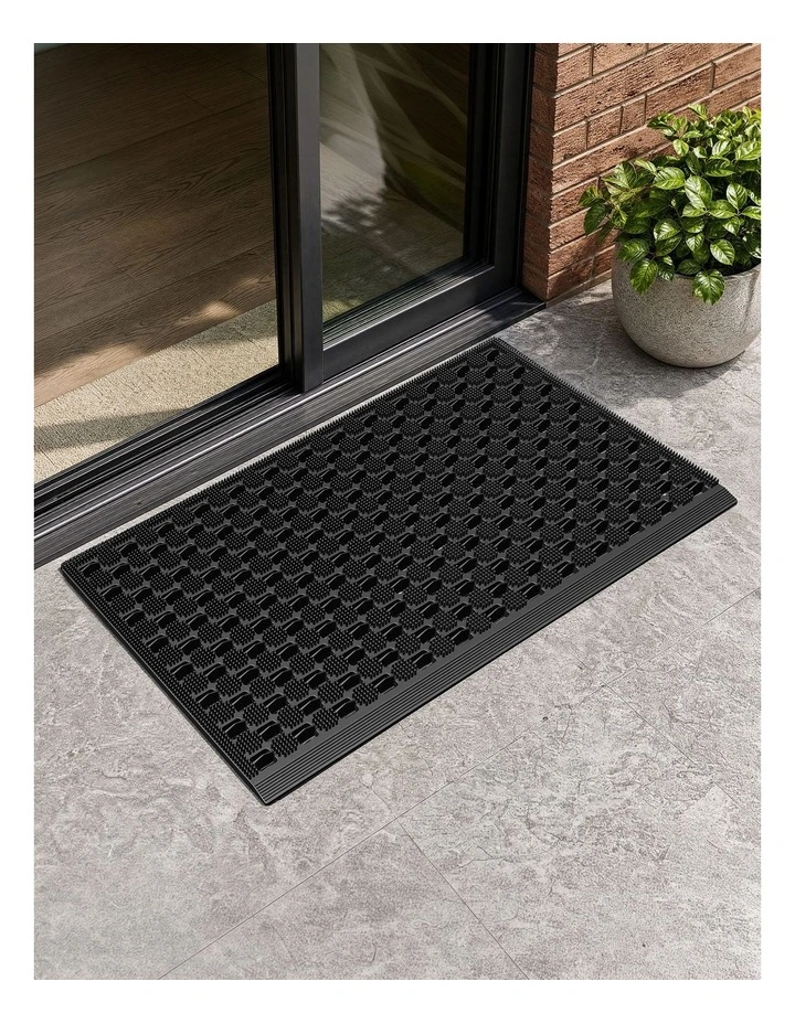 Marlow Front Door Mat 90x60cm TPE Raised Wave Drainage for Entrance Black image 7