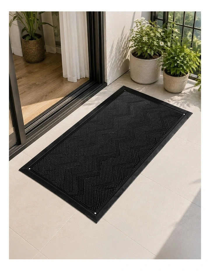 Marlow Front Door Mat TPE Non Slip Low Profile with Drainage Holes Black image 6