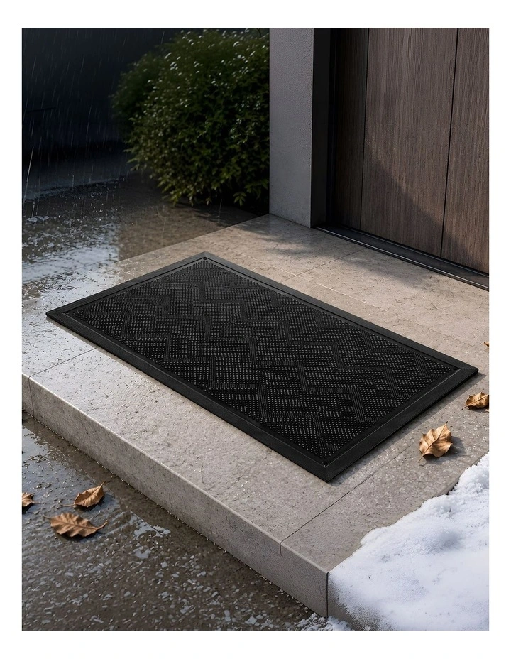 Marlow Front Door Mat TPE Non Slip Low Profile with Drainage Holes Black image 7