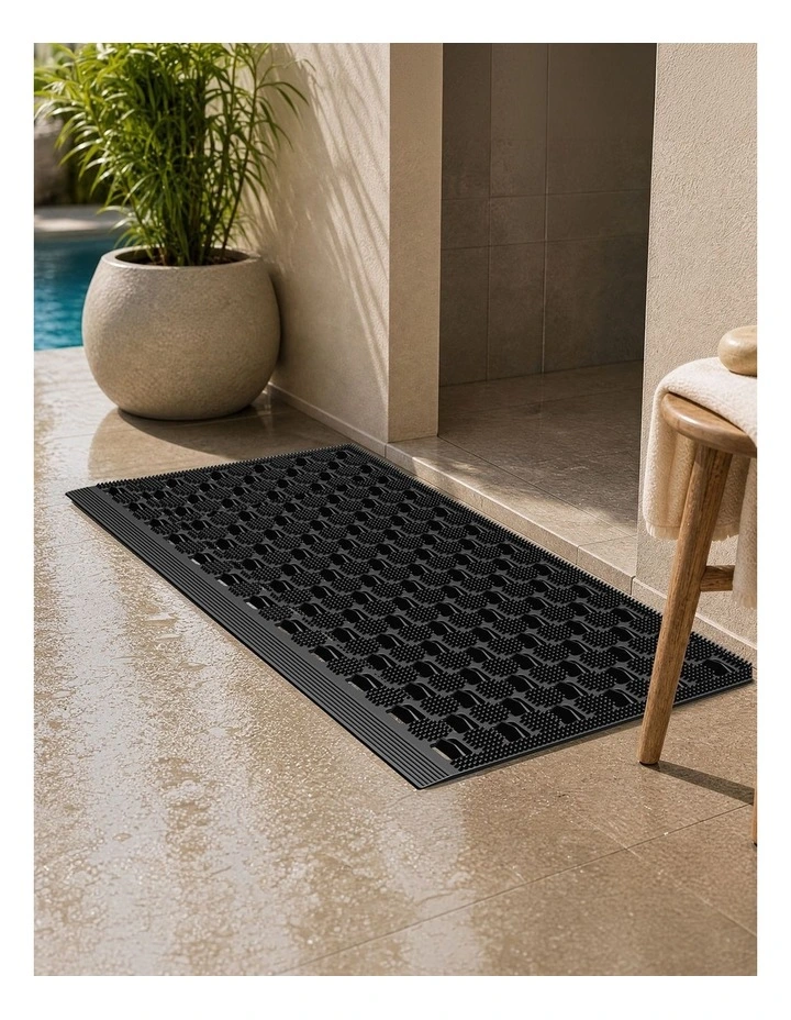 Marlow Front Door Mat 75x43cm TPE Raised Wave Drainage for Entrance Black image 6