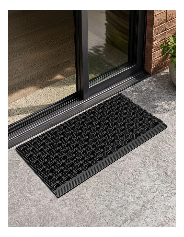 Marlow Front Door Mat 75x43cm TPE Raised Wave Drainage for Entrance Black image 7