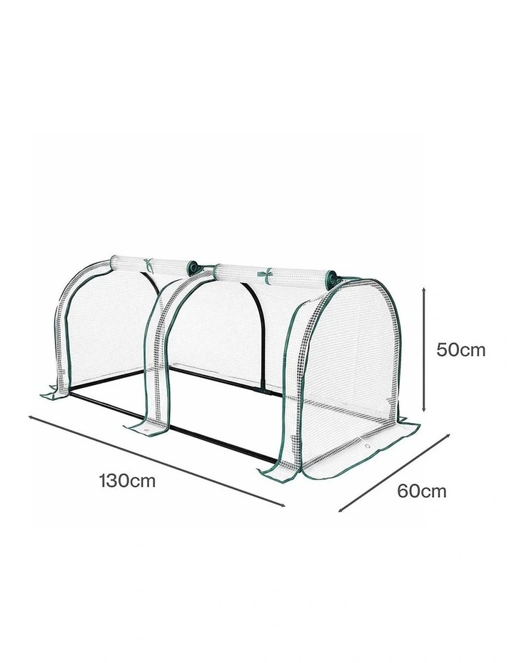 Lambu Mini Greenhouse Dual Zone PE Cover Tunnel Frame for Garden Transparent image 2