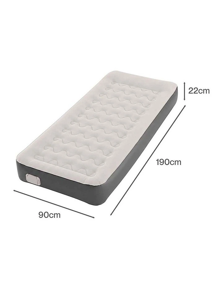 DreamZ Inflatable Mattress TPU Air Bed with Pillow Pump Camping Single Grey image 2