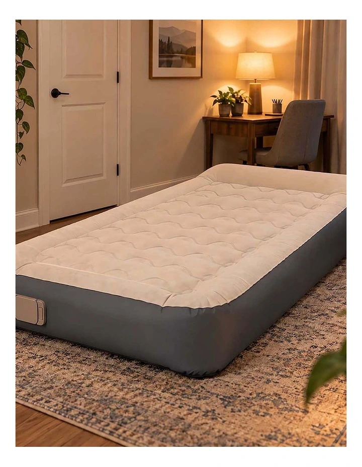 DreamZ Inflatable Mattress TPU Air Bed with Pillow Pump Camping Single Grey image 7