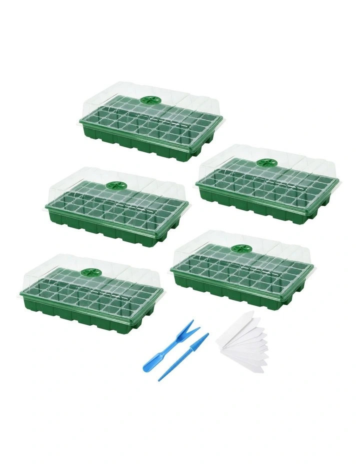 Toque Seedling Tray 5 Pack Greenhouse Kit With Vented Dome For Grouth Green image 1