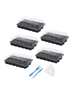 Toque Seedling Tray 5 Pack Starter Kit With Vented Dome For Greenhouse Black