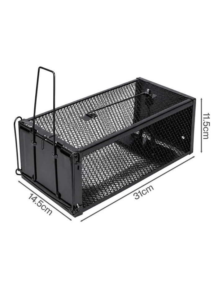 Toque Mouse Trap Humane Live Catch Rat Cage Reusable Zinc Iron Garage Black 2pc image 2