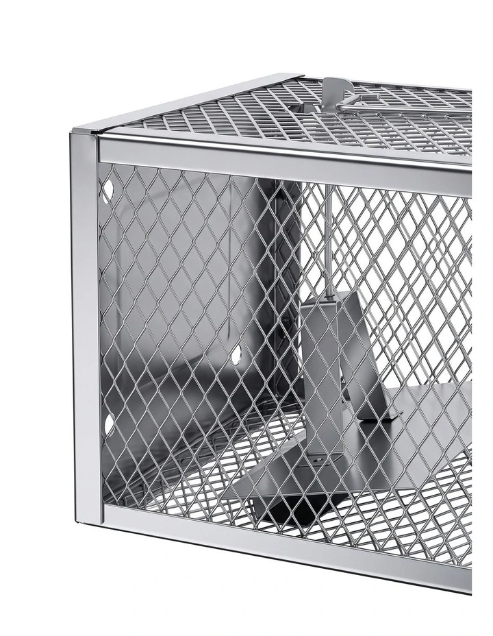 Toque Mouse Trap Humane Live Catch Rat Cage Reusable Zinc Iron Garage Silver 2pc image 3