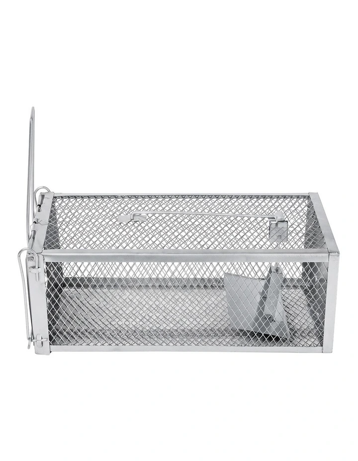 Toque Mouse Trap Humane Live Catch Rat Cage Reusable Zinc Iron Garage Silver 2pc image 5