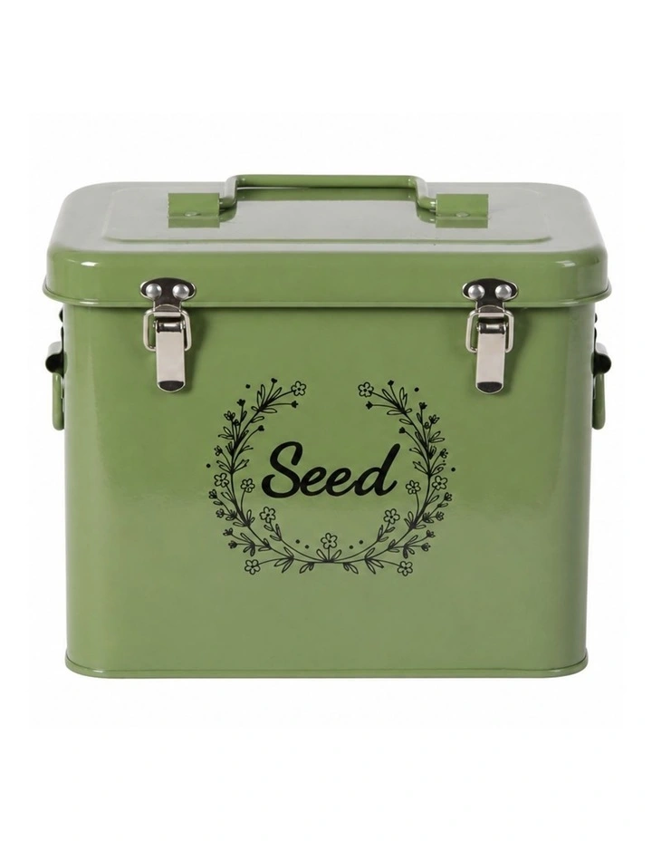 TOQUE Seed Storage Box Seed Organiser with 3 Compartments Metal Dark Green image 2
