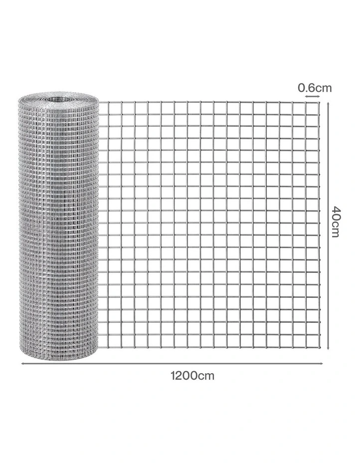Lambu Rat Mesh Galvanized Steel 6mm 12mx40cm Roll Garden Pest Control Silver image 2