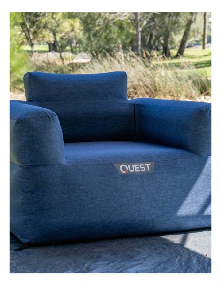 Quest Outdoors Air Inflatable Sofa 1 Seater Camping Furniture Blue image 3