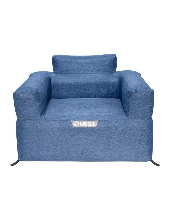 Quest Outdoors Air Inflatable Sofa 1 Seater Camping Furniture Blue image 6