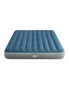 Intex Queen Dura-Beam Prestige Downy Inflatable Airbed With Pump Blue