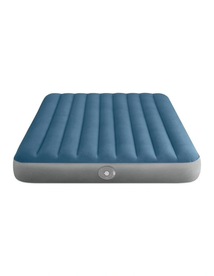 Intex Queen Dura-Beam Prestige Downy Inflatable Airbed With Pump Blue image 1