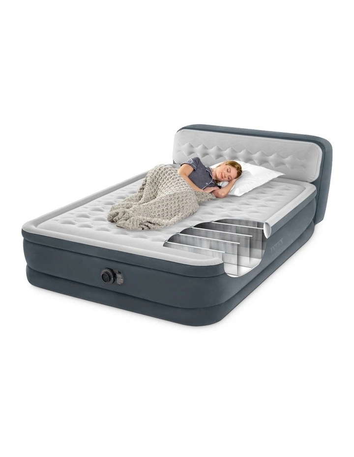 Intex Queen Plush Headboard Inflatable Airbed With Fiber-Tech And Pump image 3