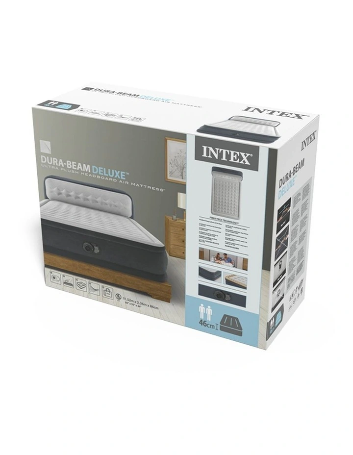 Intex Queen Plush Headboard Inflatable Airbed With Fiber-Tech And Pump image 4